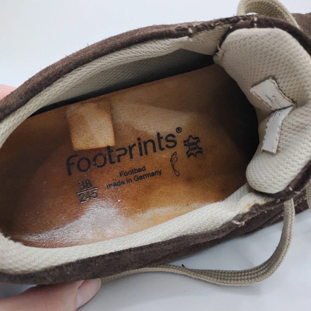 Footprints by Birkenstock Women's Brown Suede Lace Up Sneakers EU 38 US 7.5